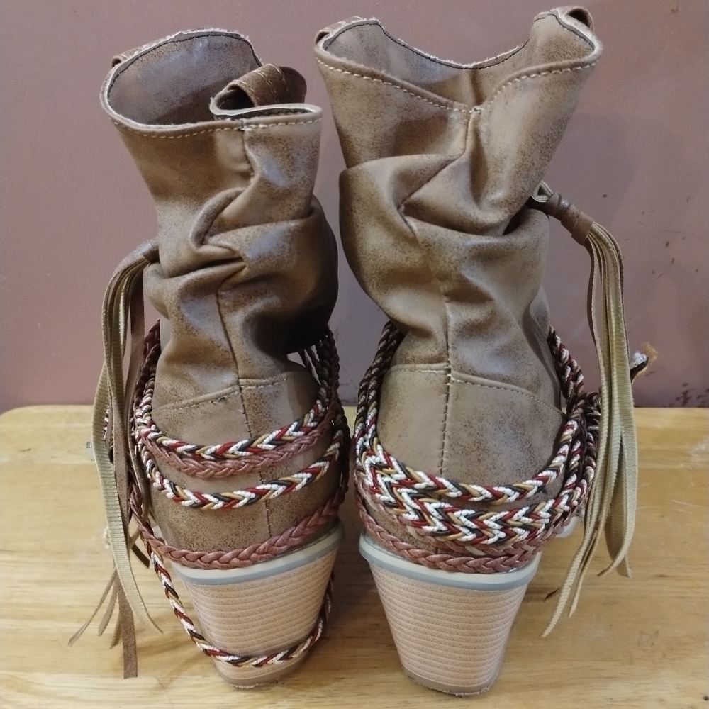Women's fashion boho slip on boots size 37 shoes - Picture 4 of 10